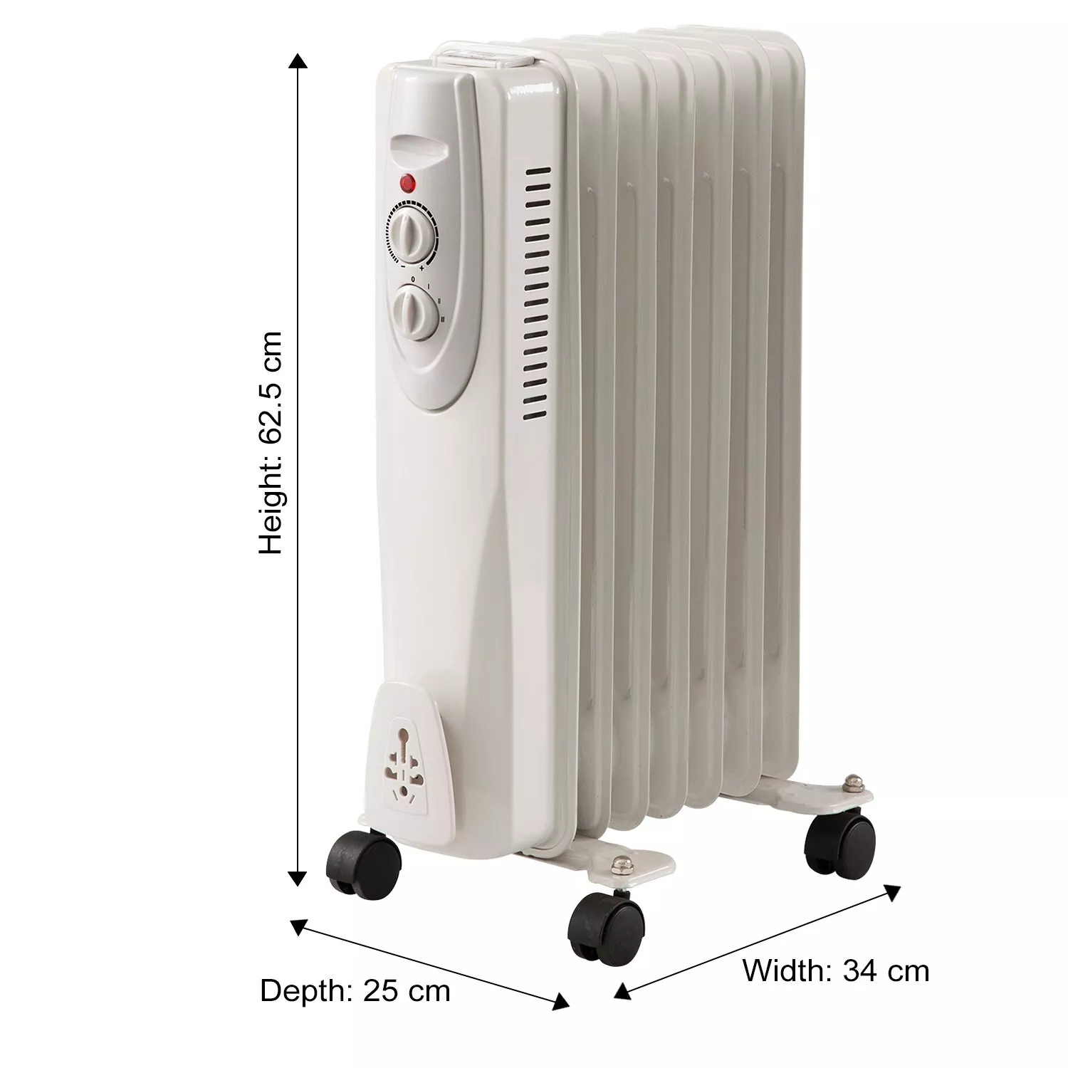 Portable Oil Filled Radiator Space Heater, 1500W, 7-Fin & 3 Heat Settings