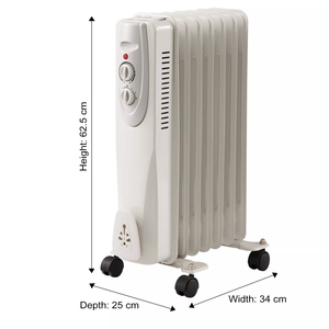 Portable Oil Filled Radiator Space Heater, 1500W, 7-Fin & 3 Heat Settings