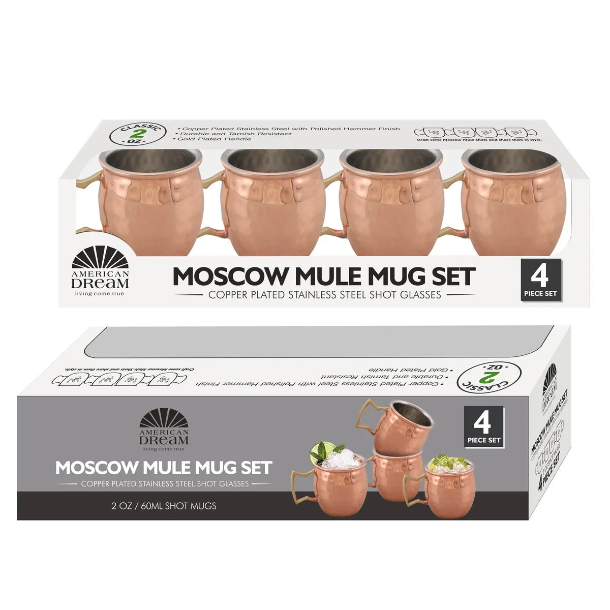 2 oz. Handcrafted Copper Mule Mug (Set of 4)