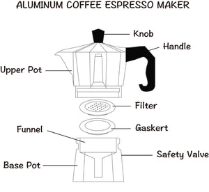 Aluminum Coffee Maker - 4 Sizes