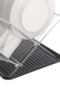 17 in. X Shaped Stainless Steel 2-Tier Dish Rack with Utensil and Cutting Board Holder for Kitchen Counter