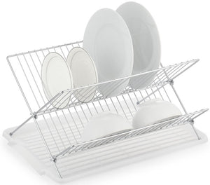 J&V TEXTILES Red Plastic Collapsible Dish Rack - Space Saving