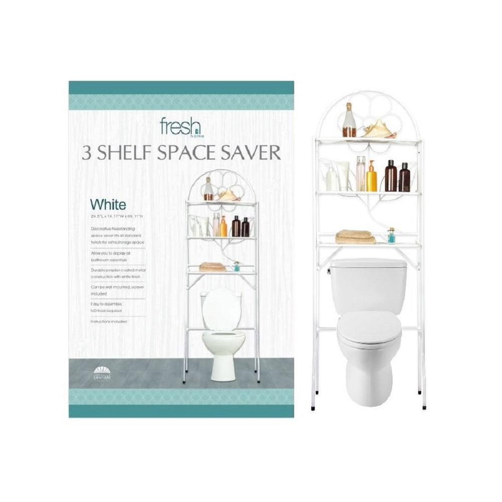 J&V TEXTILES 3-Shelf Bathroom Organizer Over The Toilet, Bathroom Space Saver (Flower Design)