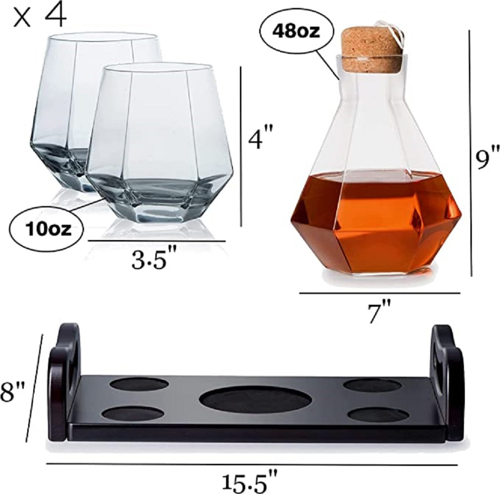 6-Piece Italian Crafted Glass Decanter and Whisky Glasses Set