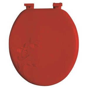 Embroidered Padded Soft Round Toilet Seat With Easy Clean & Change Hinge