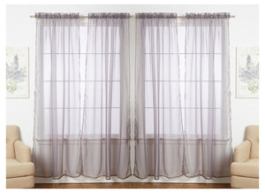 J&V TEXTILES 4-Pack Value: Solid Sheer Window Curtain Panels