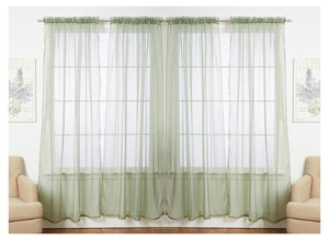 J&V TEXTILES 4-Pack Value: Solid Sheer Window Curtain Panels (SAGE) - Window Curtains - J&V Textiles Premiere Home Goods