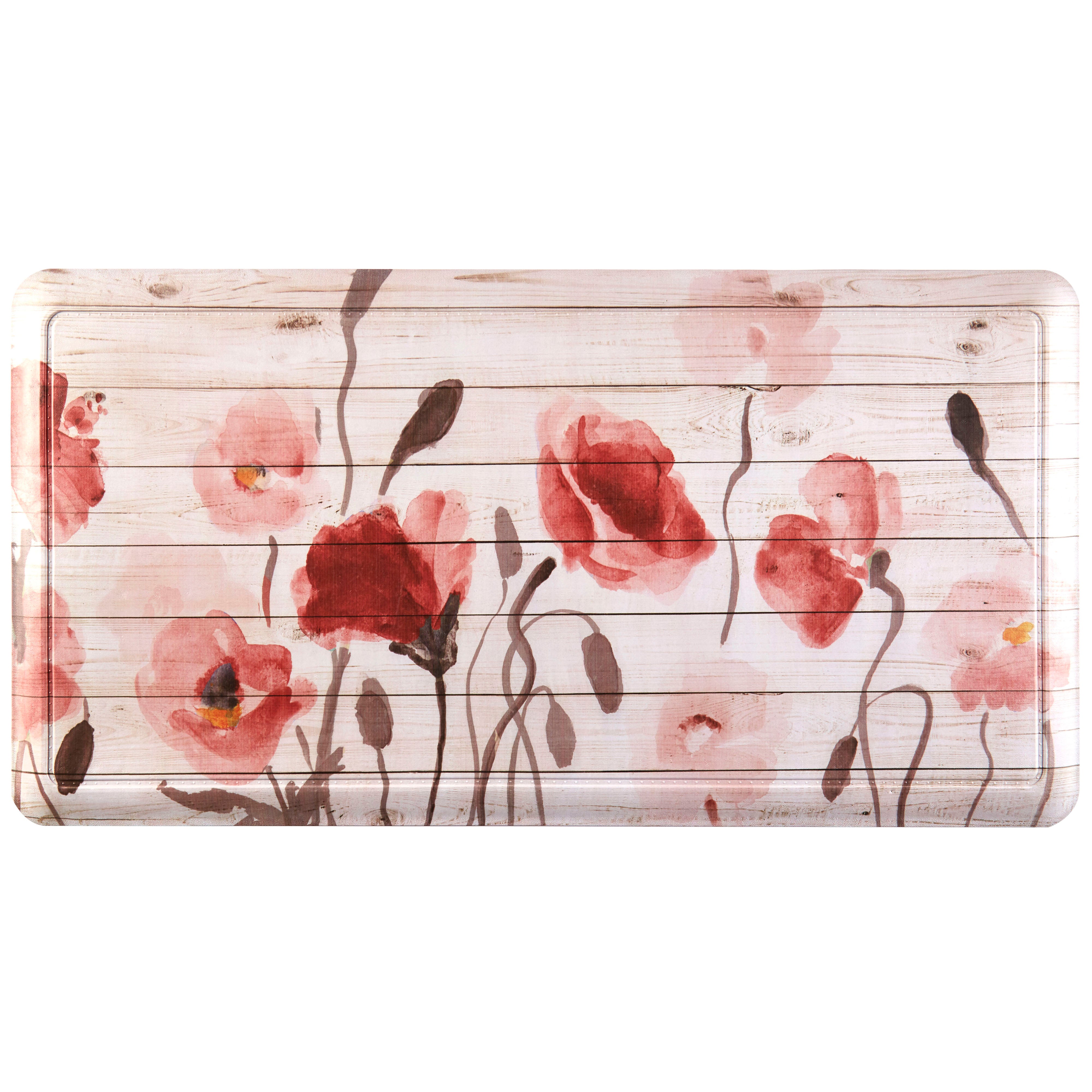 20" x 39" Oversized Cushioned Embossed Gentle Step Anti-Fatigue Kitchen Mat (Floral 11093) - J&V Textiles