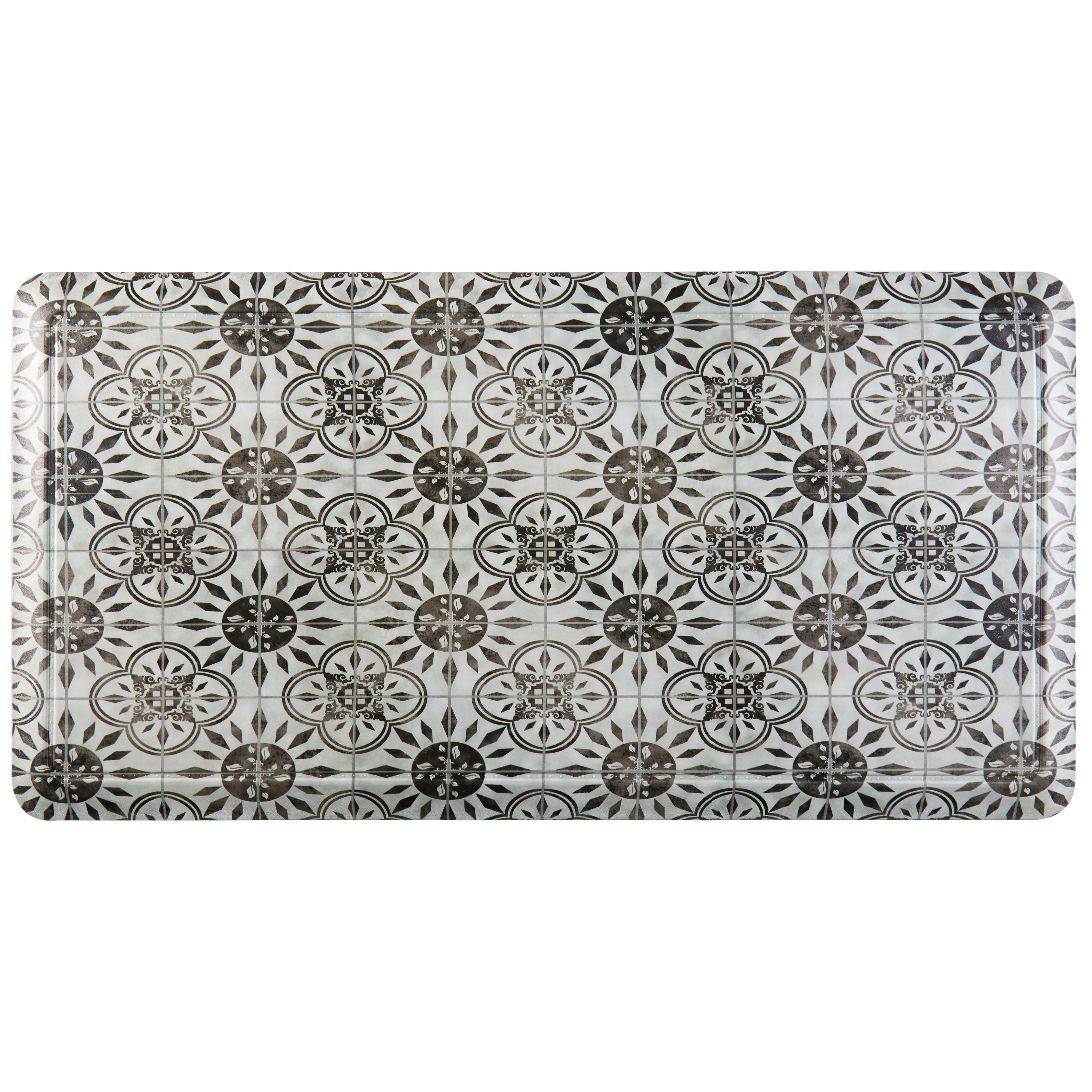 20" x 39" Oversized Cushioned Embossed Gentle Step Anti-Fatigue Kitchen Mat (Tile 1110022) - Kitchen Mats - J&V Textiles Premiere Home Goods