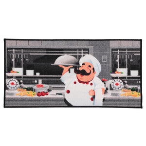 Non Slip 19 in. x 39 in. - 18 in. x 30 in. 2 Piece Kitchen Mat Rug Set Chef Man