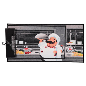 Non Slip 19 in. x 39 in. - 18 in. x 30 in. 2 Piece Kitchen Mat Rug Set Chef Man