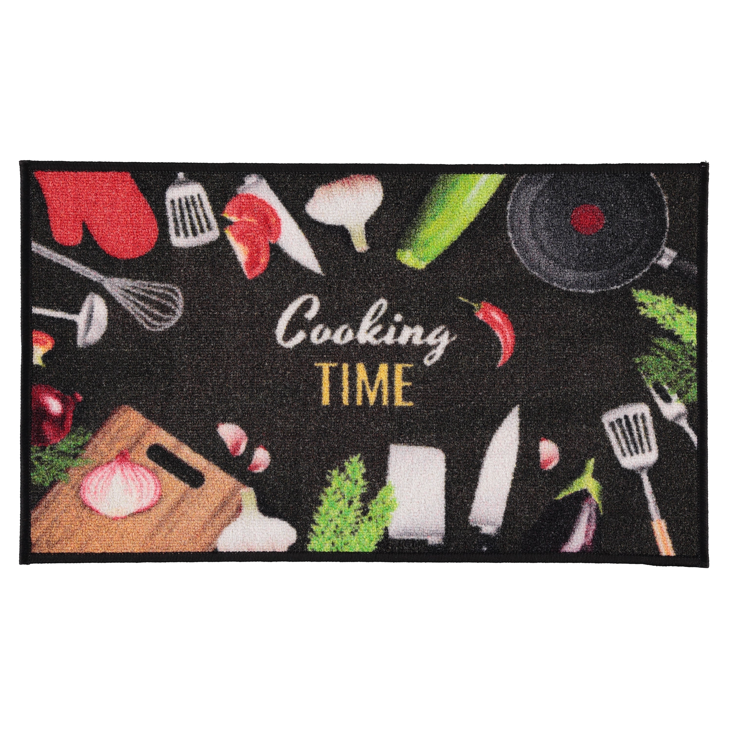 Cooking Time Non-Slip 19 in. x 39 in. - 18 in. x 30 in. 2-Piece Kitchen Mat Rug Set