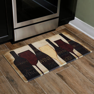 Oversized 20"x36" Feel at Ease Anti-Fatigue Kitchen Mat (Wine Silhouette) - Kitchen Mats - J&V Textiles Premiere Home Goods