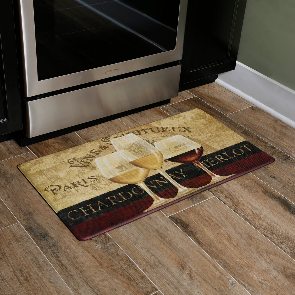 Oversized 20"x36" Feel at Ease Anti-Fatigue Kitchen Mat (Parisian Wine Window) - Kitchen Mats - J&V Textiles Premiere Home Goods