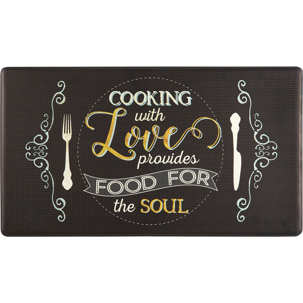 Oversized 20"x36" Feel at Ease Anti-Fatigue Kitchen Mat (Kitchen Soul Chalk) - Kitchen Mats - J&V Textiles Premiere Home Goods