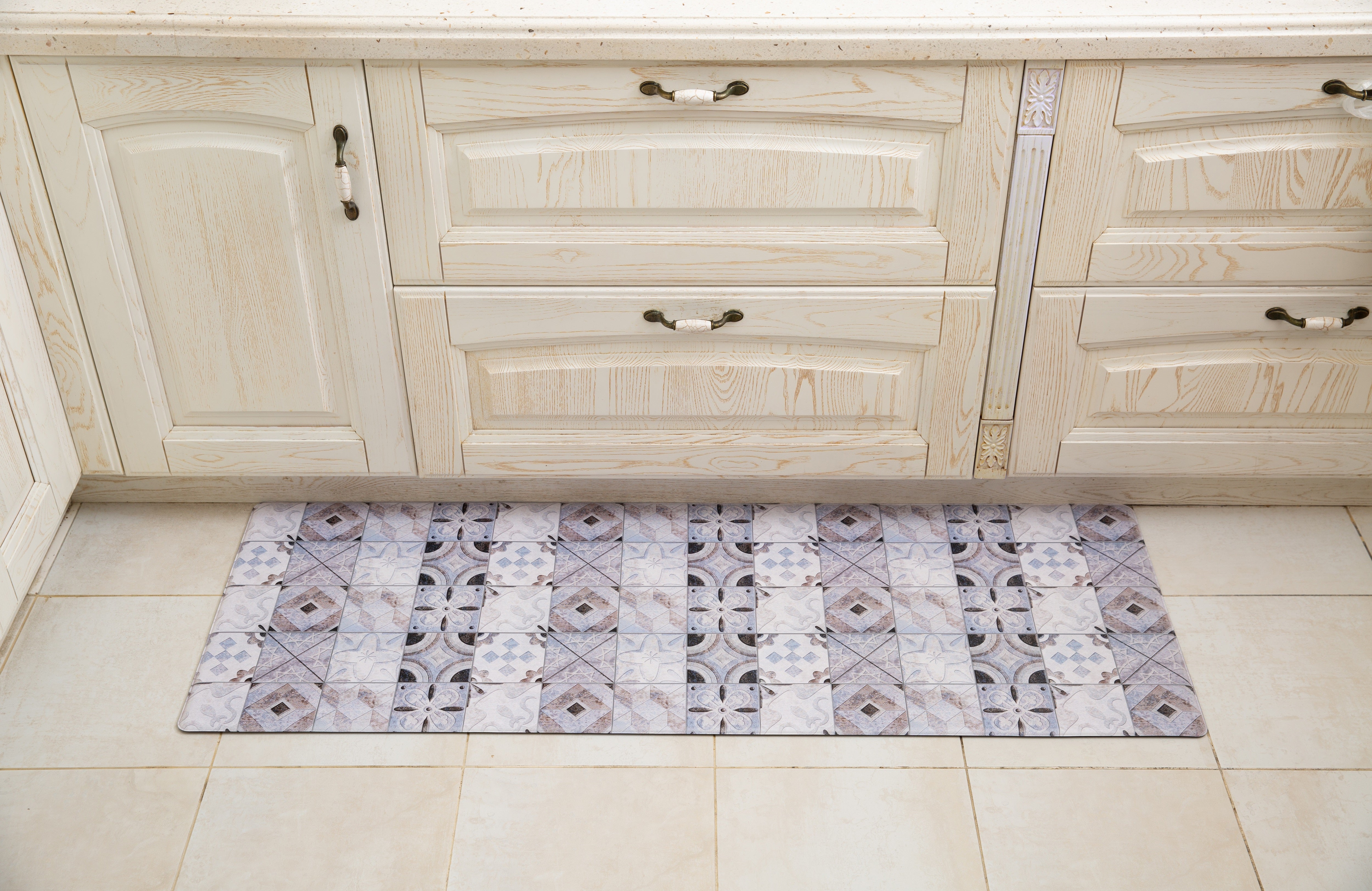 19.6 in. x 55 in. Anti-Fatigue Kitchen Runner Mat (Gray Tile)