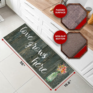 20"x55" Oversized Cushioned Anti-Fatigue Kitchen Runner Mat (Love Grows Here)