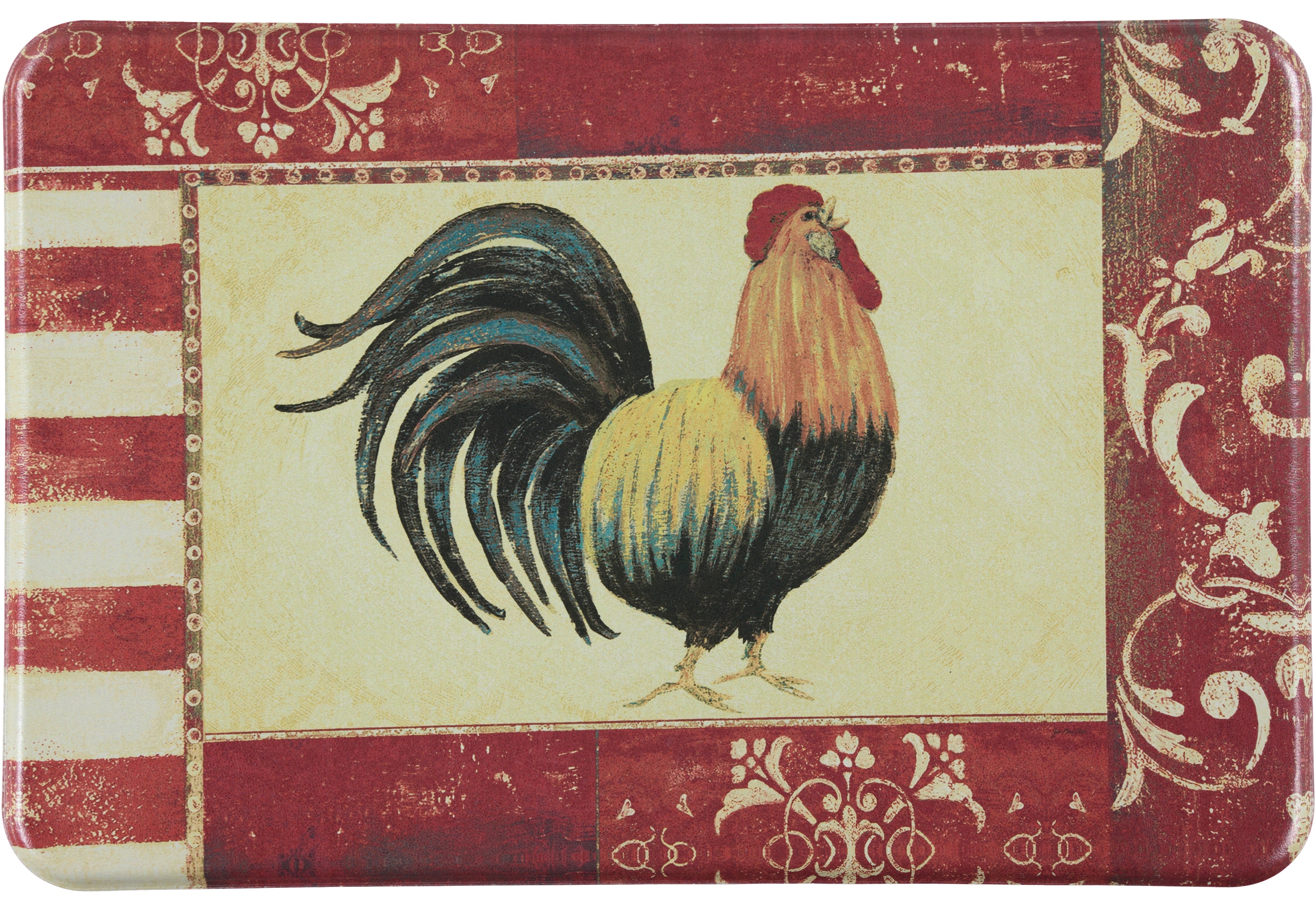 J&V TEXTILES 18 in. x 30 in. Vintage Rooster Kitchen Cushion Floor Mat FC48  - The Home Depot
