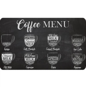 18" X 30" Coffee Menu Kitchen Floor Mats for in Front of Sink Kitchen Rugs and Mats Non-Skid Polyester Kitchen Mat Standing Mat