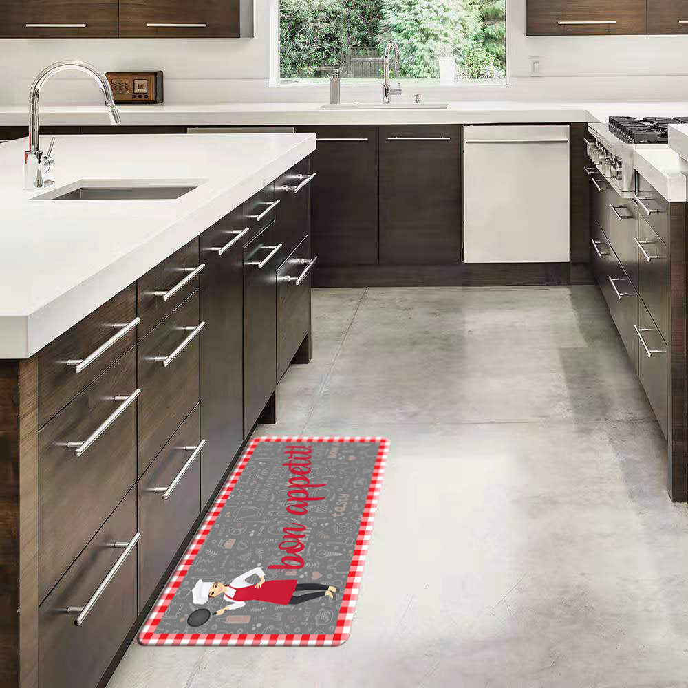 18" X 30" Bon Apetit Kitchen Floor Mats for in Front of Sink Kitchen Rugs and Mats Non-Skid Polyester Kitchen Mat Standing Mat