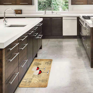 18" X 30" Wine Cups Kitchen Floor Mats for in Front of Sink Kitchen Rugs and Mats Non-Skid Polyester Kitchen Mat Standing Mat
