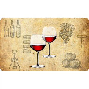18" X 30" Wine Cups Kitchen Floor Mats for in Front of Sink Kitchen Rugs and Mats Non-Skid Polyester Kitchen Mat Standing Mat