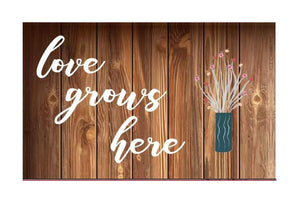 18" X 30" Kitchen Floor Mat for Front of Sink with Non-Skid Backing (Love Grows Here)