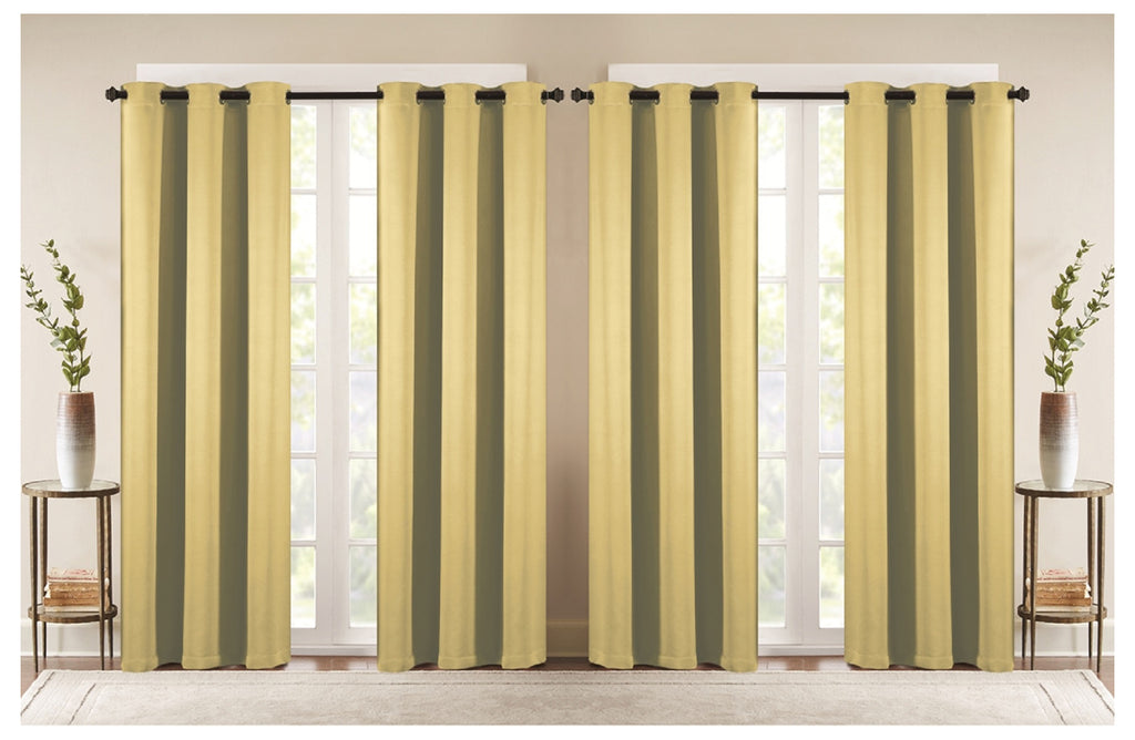 J&V TEXTILES 4-Panels: Room Darkening Thermal Insulated Blackout Grommet Window Curtain Panels for Living Room (Beige) - Window Curtains - J&V Textiles Premiere Home Goods