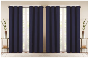 J&V TEXTILES 4-Panels: Room Darkening Thermal Insulated Blackout Grommet Window Curtain Panels for Living Room