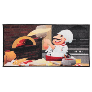 Pizza Man Non-Slip 19 in. x 39 in. - 18 in. x 30 in. 2-Piece Kitchen Mat Rug Set