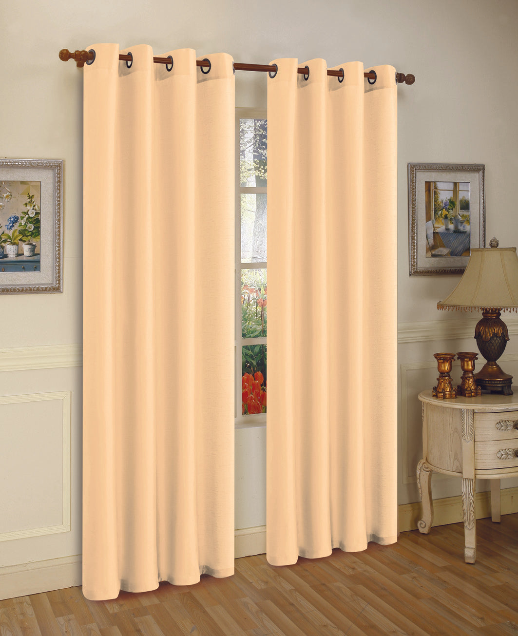 J&V TEXTILES 2 Panels Solid Grommet Faux Silk Window Curtain Drapes Treatment in 84" Length
