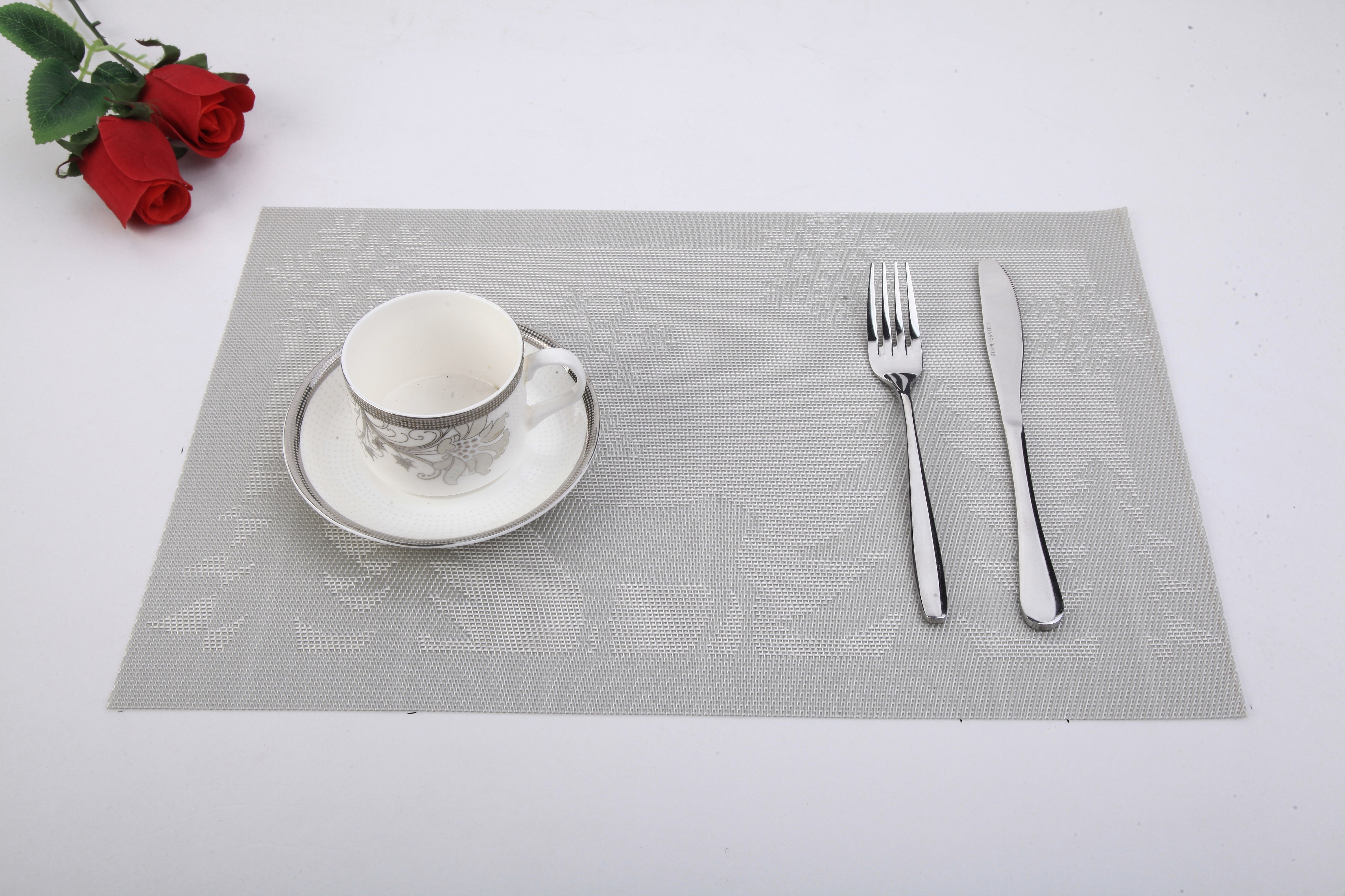 Silver & White Deer Jacquard	12" x 18" In. Woven Non-Slip Washable Placemat Set of 4