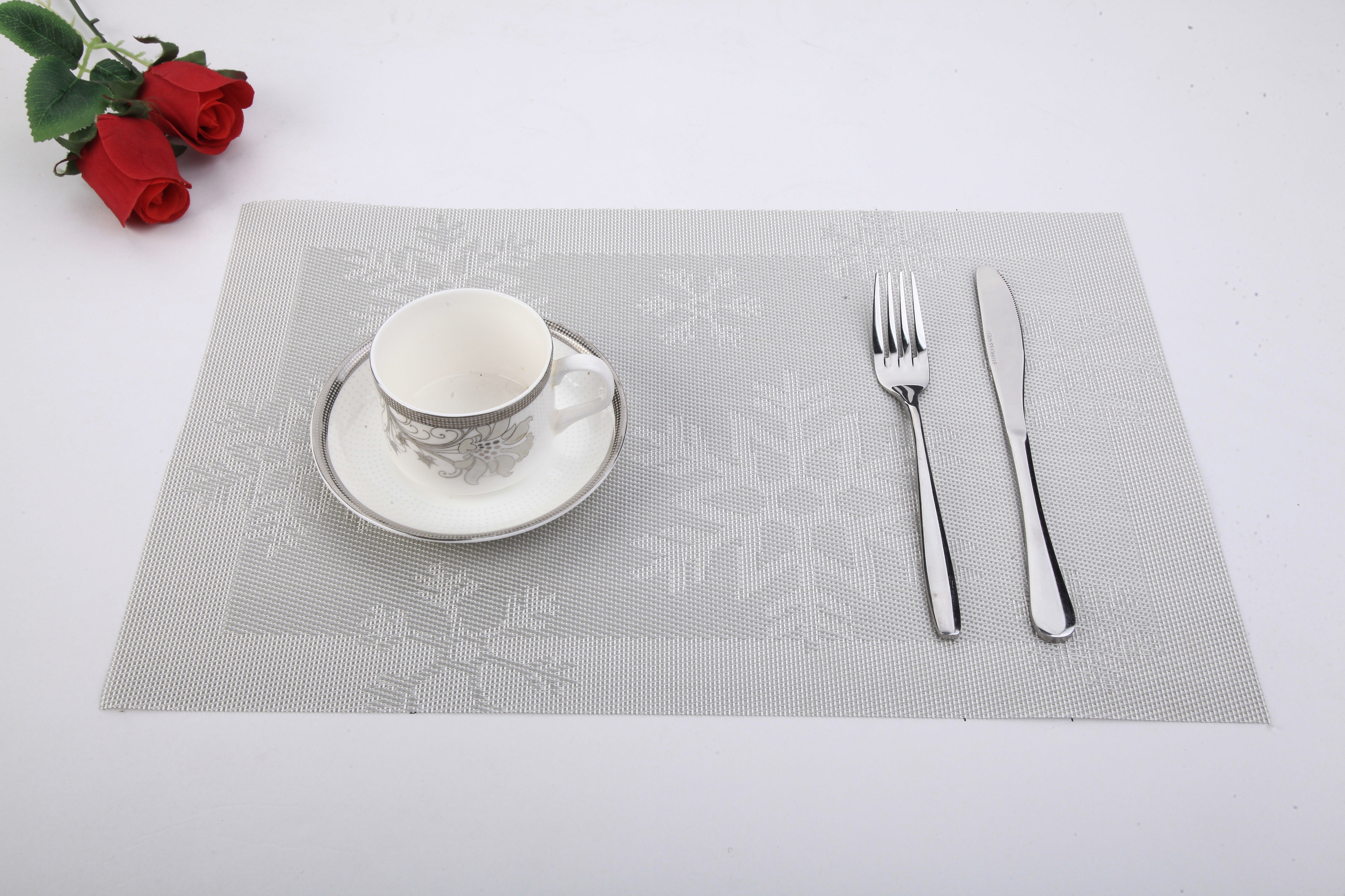 Silver Snowflakes Jacquard 12" x 18" In. Woven Non-Slip Washable Placemat Set of 4