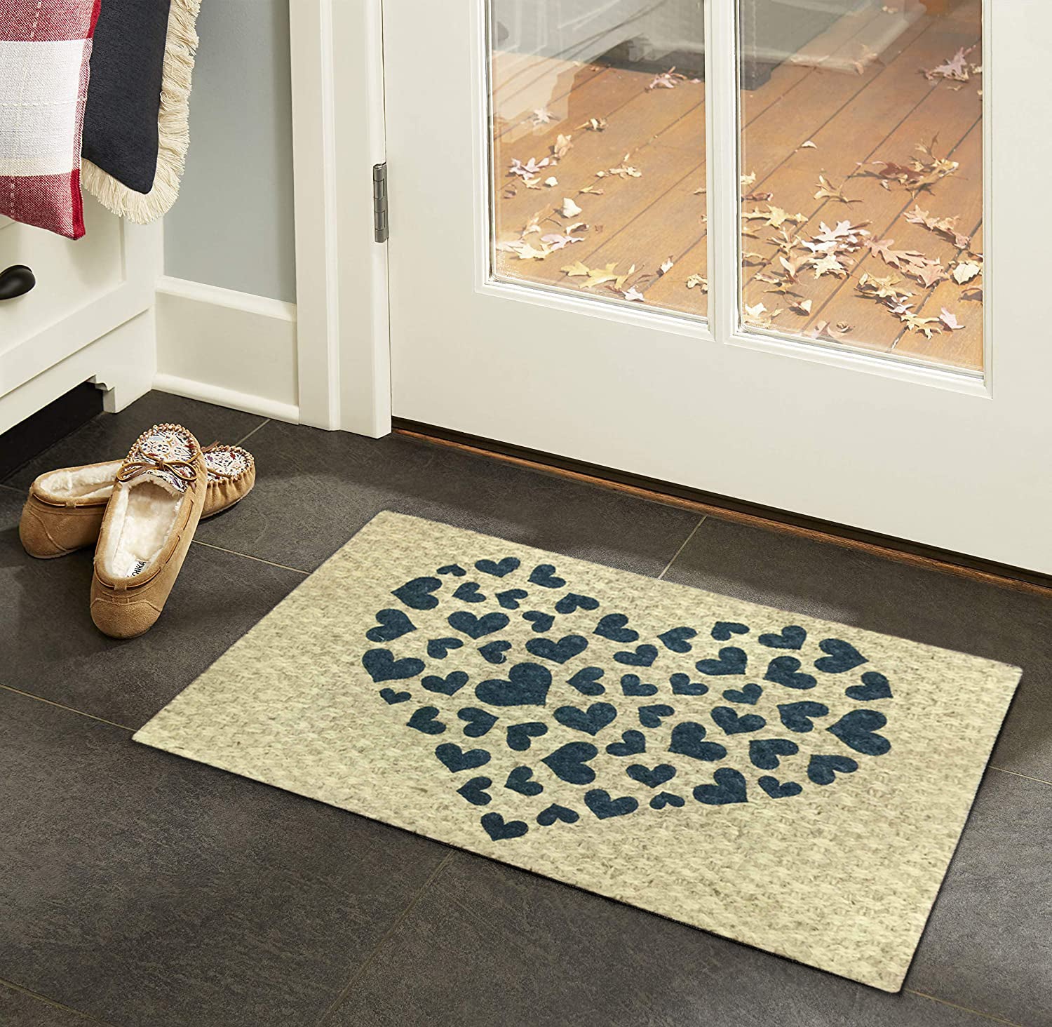 Hearts Outdoor Coir Doormat 18" x 30"
