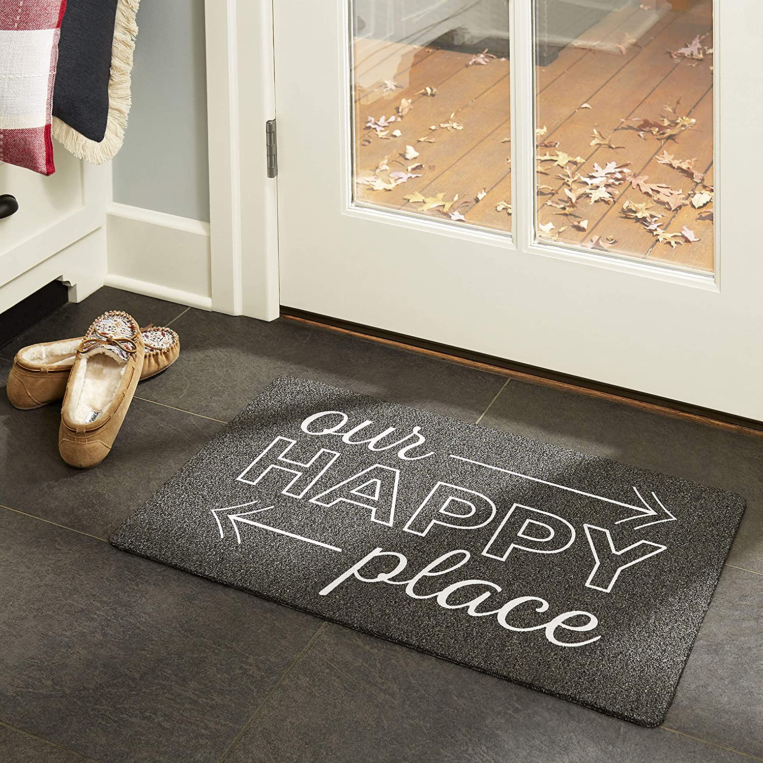 ''Happy Place'' Outdoor Rubber Doormat 18" x 30"