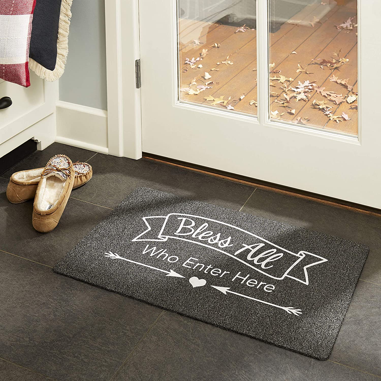 ''Bless All'' Outdoor Rubber Doormat 18" x 30"