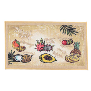 Tropical Fruits Non-Slip 19 in. x 39 in. - 18 in. x 30 in. 2-Piece Kitchen Mat Rug Set