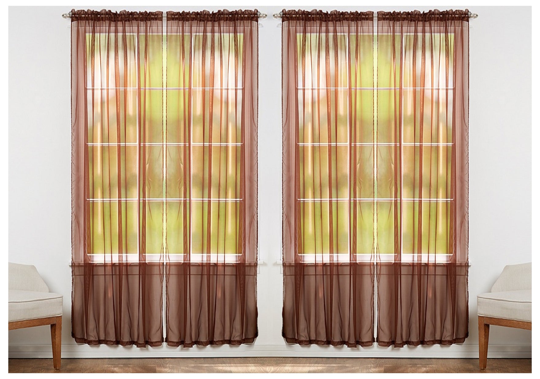 J&V TEXTILES 4-Pack Value: Solid Sheer Window Curtain Panels