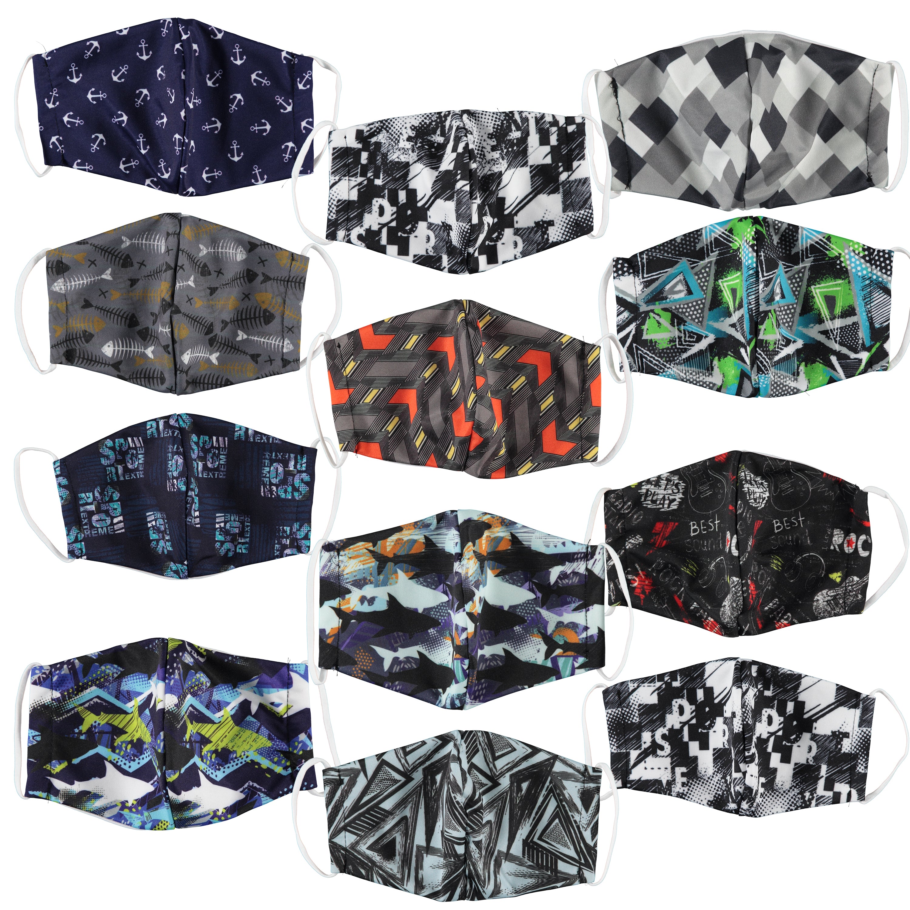 6-Pack: Men's Reusable Machine Washable Masks Mystery (3 Solid + 3 Prints)