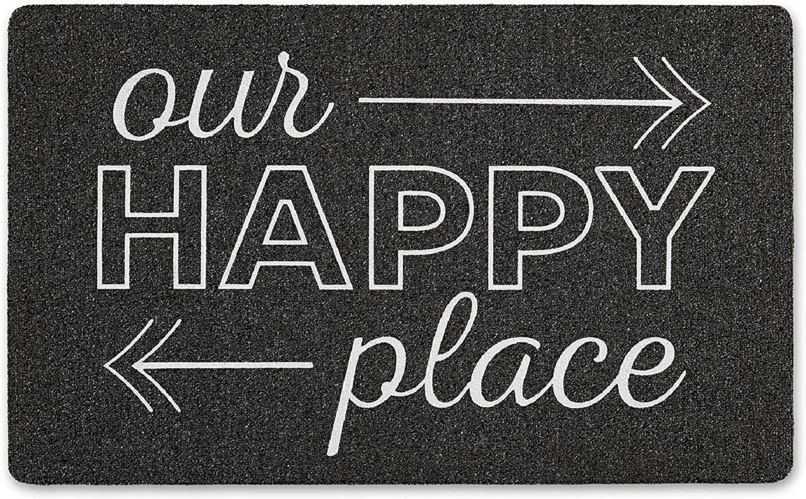 ''Happy Place'' Outdoor Rubber Doormat 18" x 30"